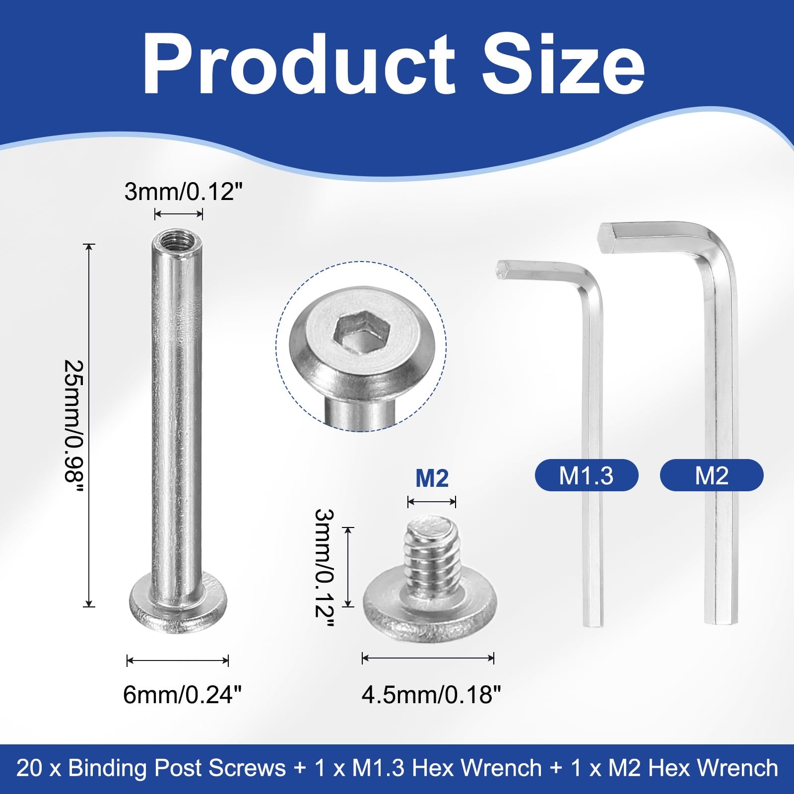 PATIKIL M2x3mm Hex Chicago Screws 3x25mm - Image 2