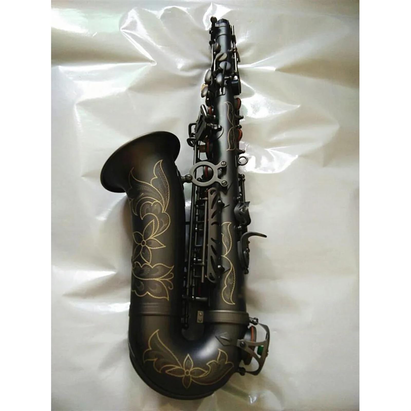 Saxofón Saxofón Alto Eb Único Mate Negro Niquelado Superficie Tallada E Instrumento Plano Saxofón Con Estuche