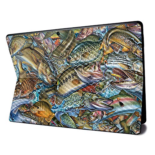 Image of MightySkins Carbon Fiber Skin for Microsoft Surface Pro X - Action Fish Puzzle | Textured Carbon Fiber Finish | Easy to Apply, Remove, and Change Styles | Made in The USA