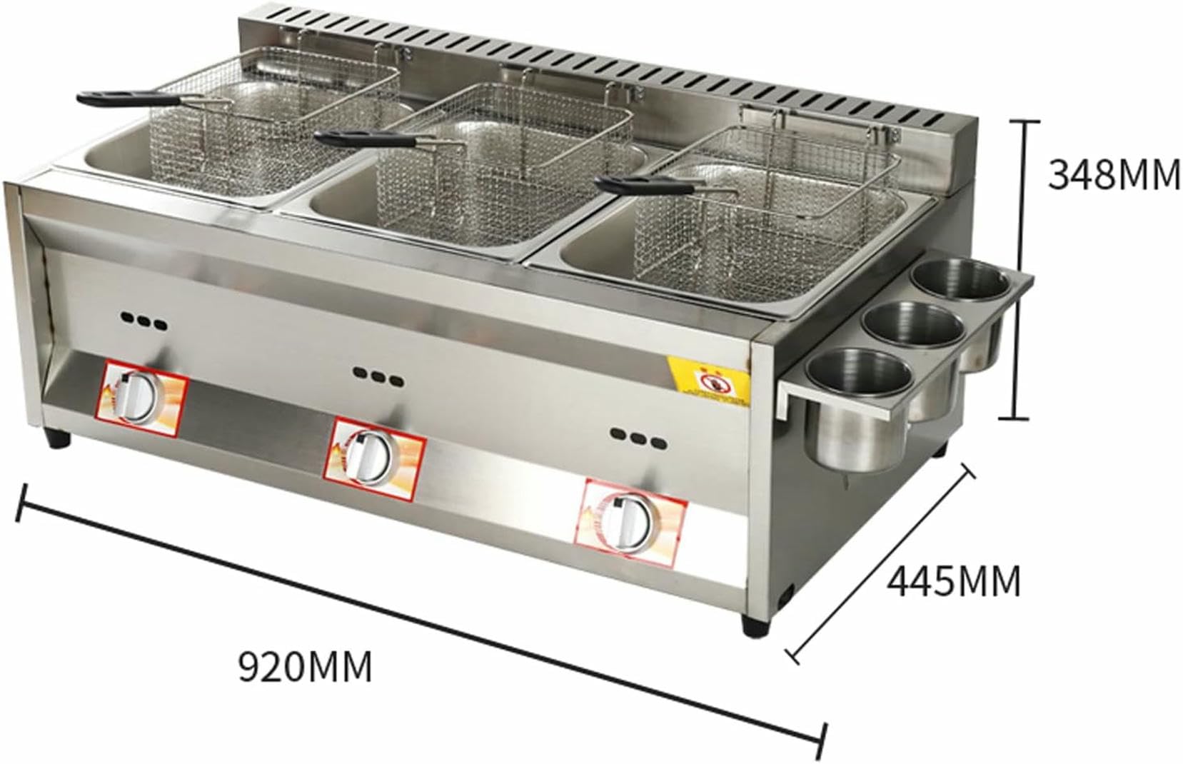 Freidora a Gas con Tapa Freidora Comercial de Acero Inoxidable para freír Alimentos Adecuada para familias y cocinas de restaurantes~/