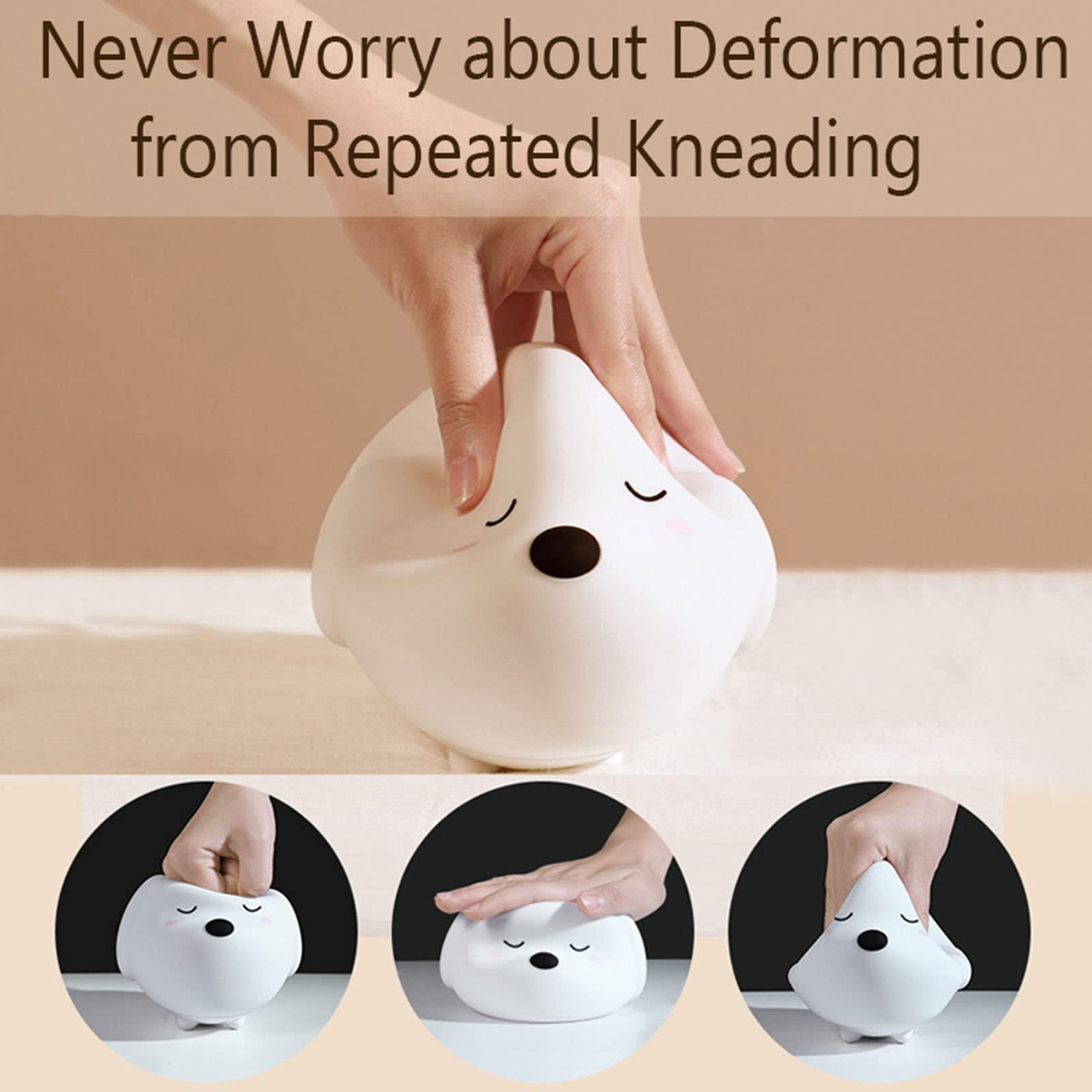 Veilleuse LED De Dessin Animé, Lampe D'ambiance pour Enfants Rechargeable par USB À Intensité Variable en Silicone Doux pour Le Décor De Lampe De Chevet De Cadeau d'anniversaire,A