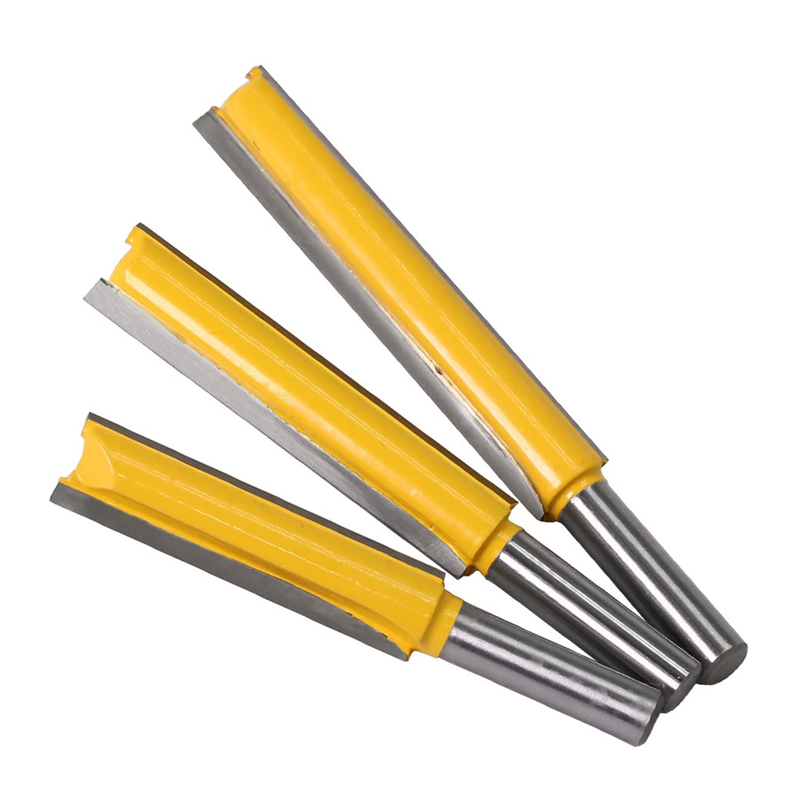 Straight Router Bit 8mm 6.35mm Shank Wood Miiling Cutter 2 Fute Straight Bit Woodworking Tools Router Bit (Cutting Edge Length : 8mm 3pcs one Set)