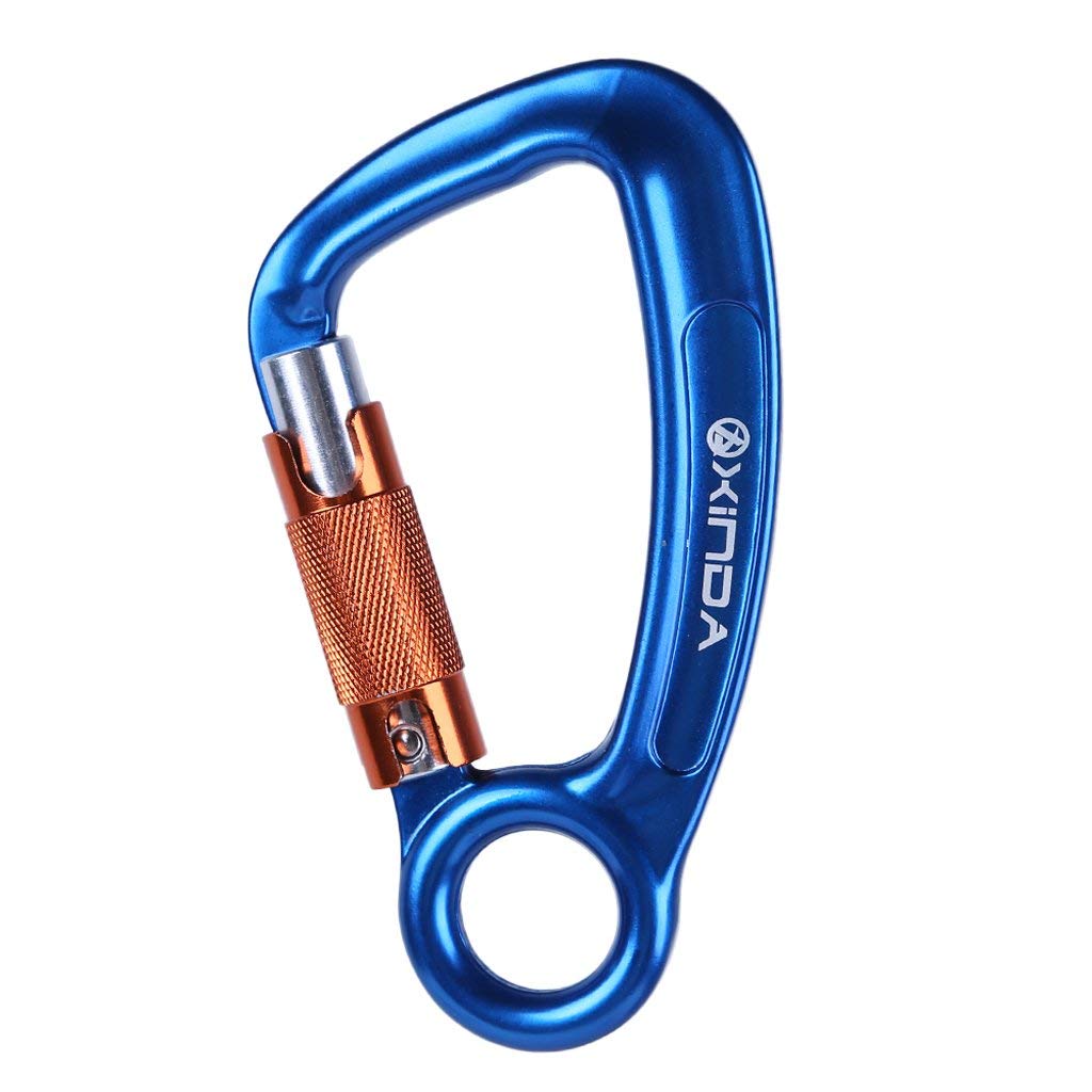 30 KN / 3000 KG Outdoor D Shape Triple Lock Moschettone Rock Climbing Escursionismo Attrezzature di sicurezza per lavoro – 2 colori blu