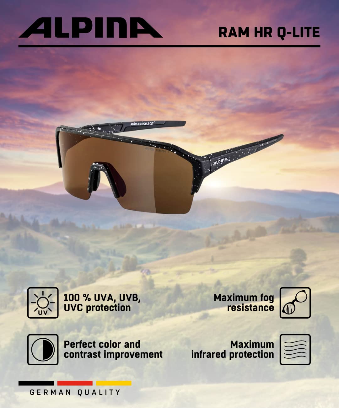 ALPINA Unisex - Dorośli, RAM HR Q-LITE Okulary sportowe