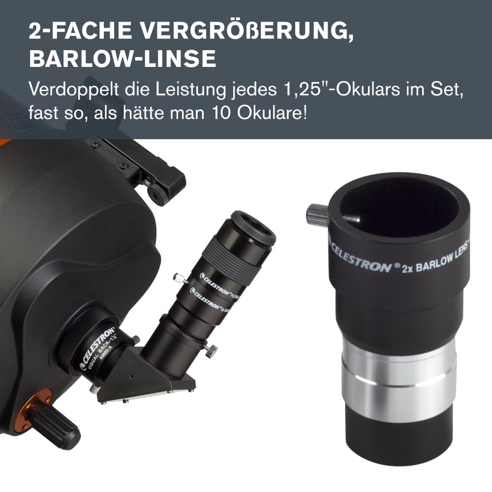 Celestron 94303 1,25 Zoll Okular- und Filterset - 14-teiliges Set in Metalletui mit Schaumstoffeinsatz, Silber
