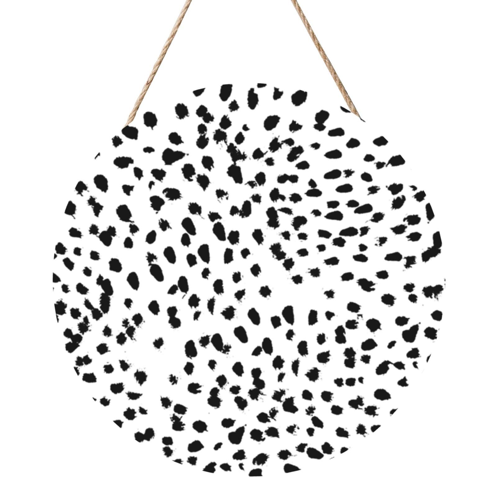 InOmak Dalmatian Print, Round Wood Panel Painting 12 in, Wall Hanging Painting For Home