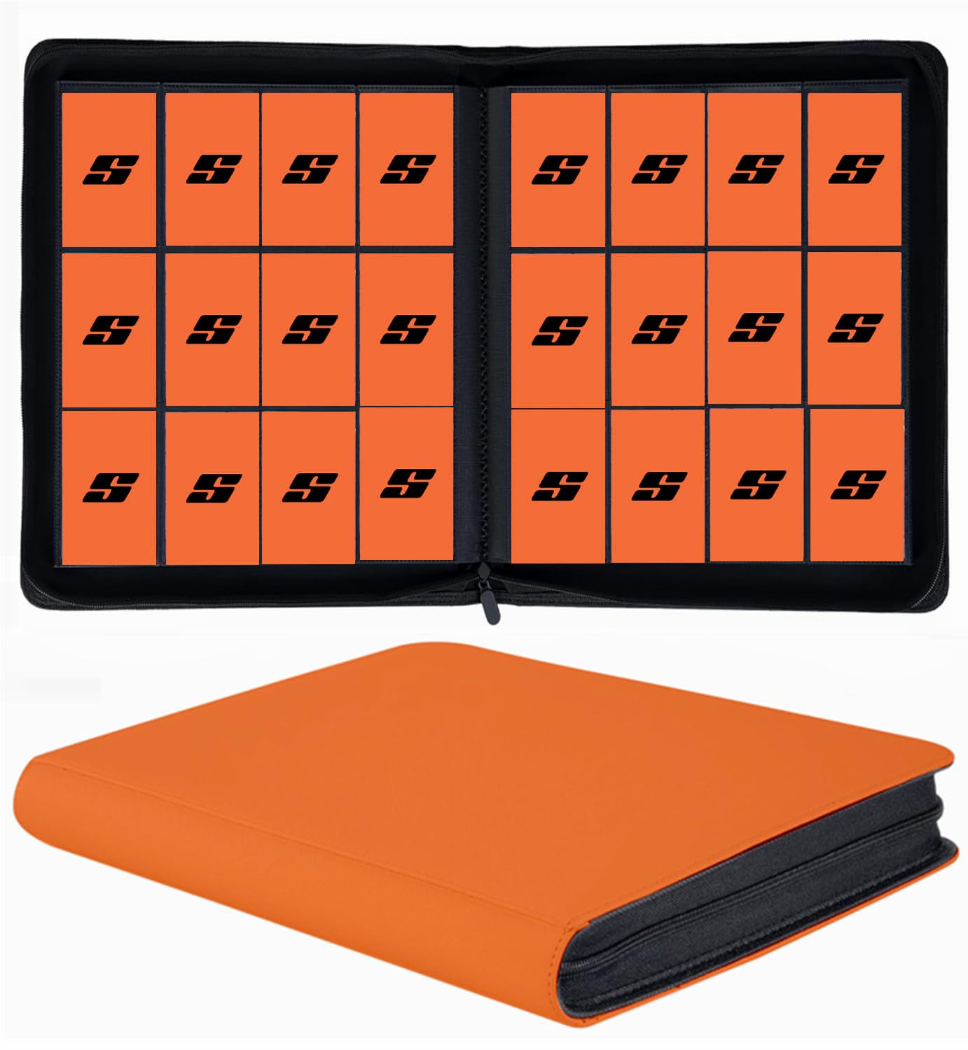 12 Pocket 720 Pockets Trading Card Binder, Ringless Side Loading Card Holder Album, Trading Card Album Fit for YuGiOh, MTG, TCG, Game Cards, Sports, Business Cards (Orange) — image 1