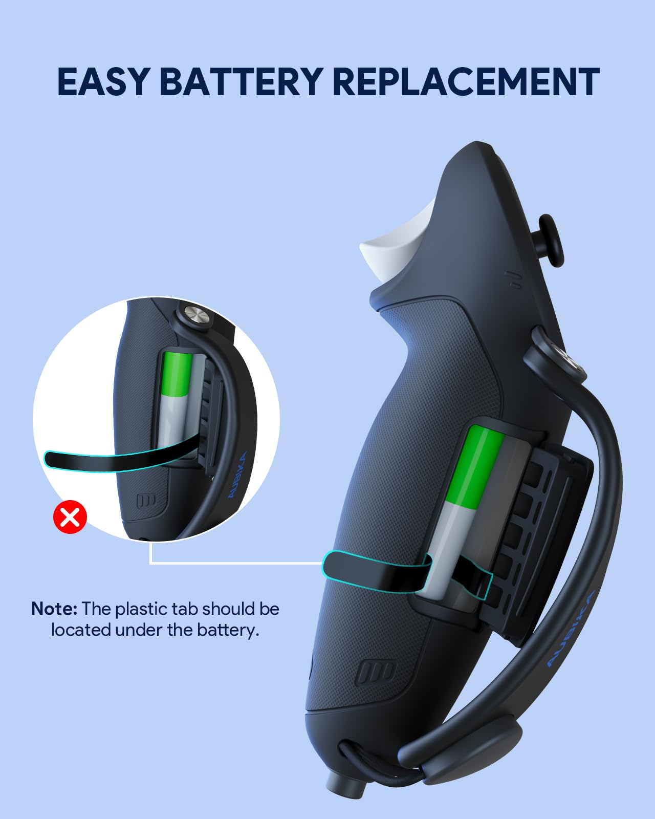 Aubika Funda para mando de Meta Quest 3S y Oculus Quest 3 con tapa de apertura de batería, protector VR (negro)