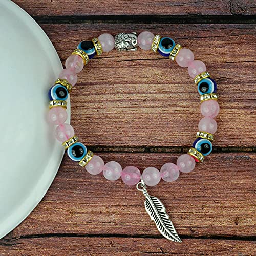 Image of Reiki Crystal Products Natural Crystal Stone 8 mm Round Bead Bracelet for Men & Women | Stretchable Gemstone Bracelet for Meditation, Yoga, Reiki & Daily Wear