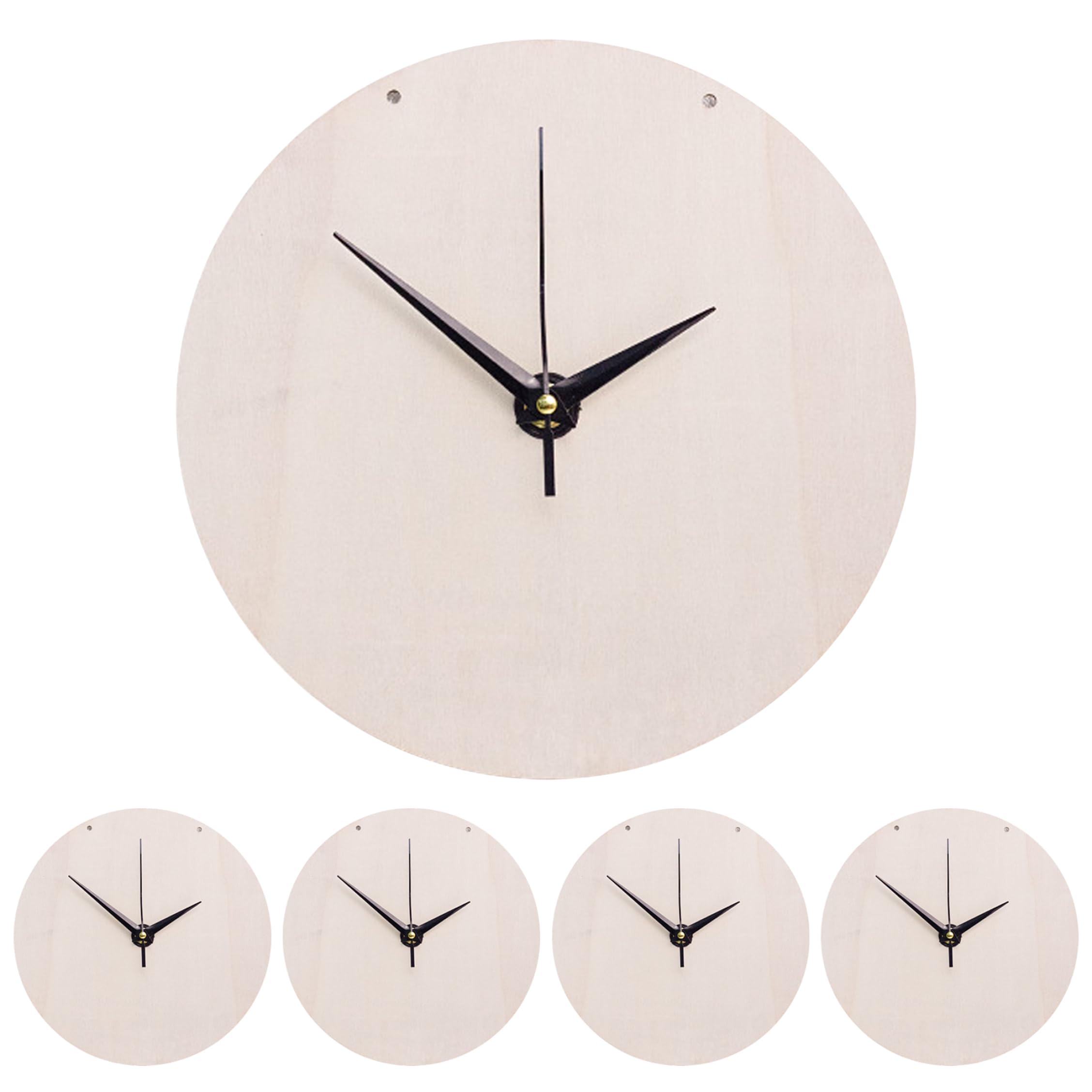 Xoeryoy 5 Set DIY Clock Kit, Unfinished Wood Clock Face for Crafts Blank Round Dial with Movement Set for Kids Adults, 9 Inch