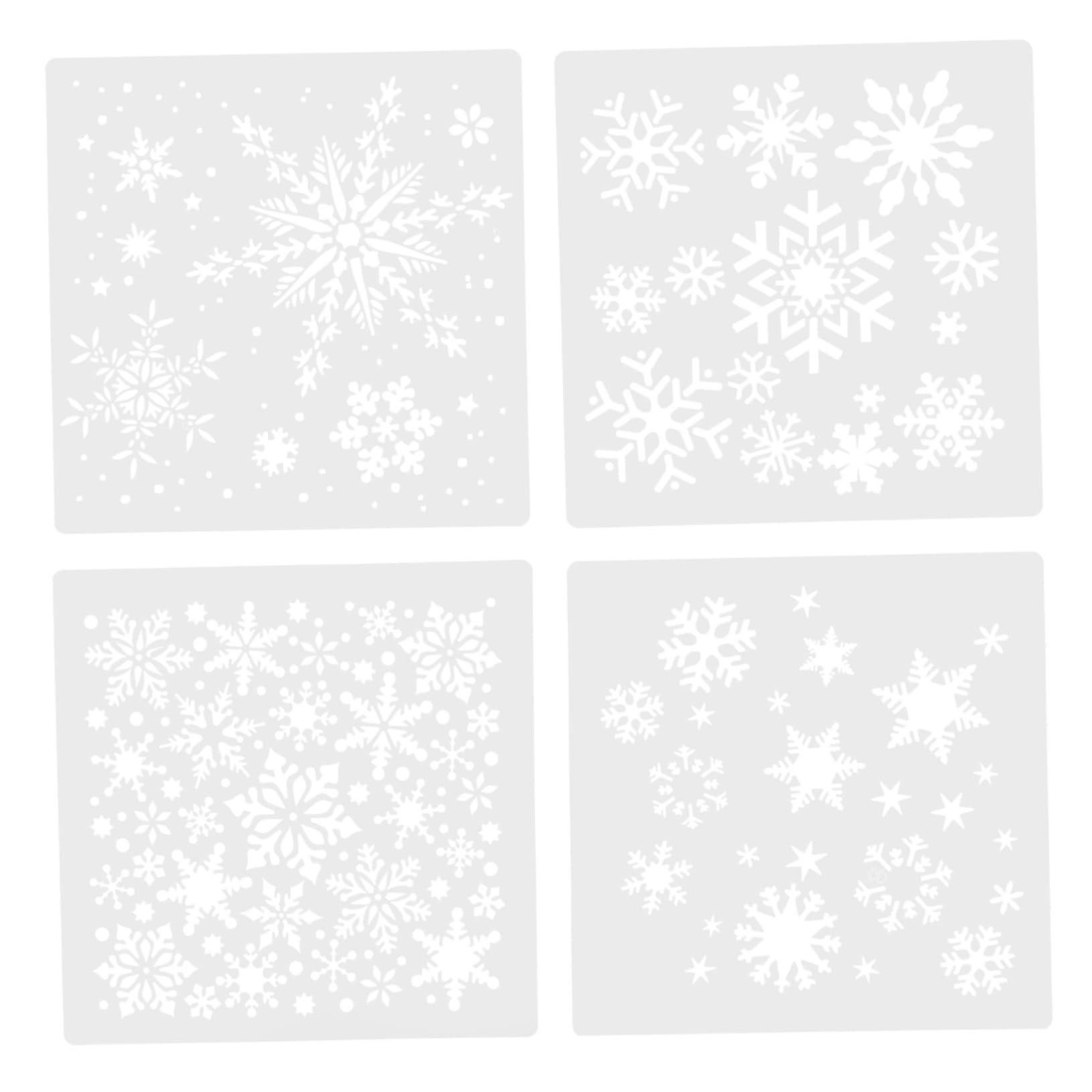 SHINEOFI 5 Juegos Plantilla De Pintura Plantillas De De Nieve Para Pintar Arte Del De Nieve Plantillas De Vacaciones De Nieve Pegatinas El Plastico 4 Uds * 5