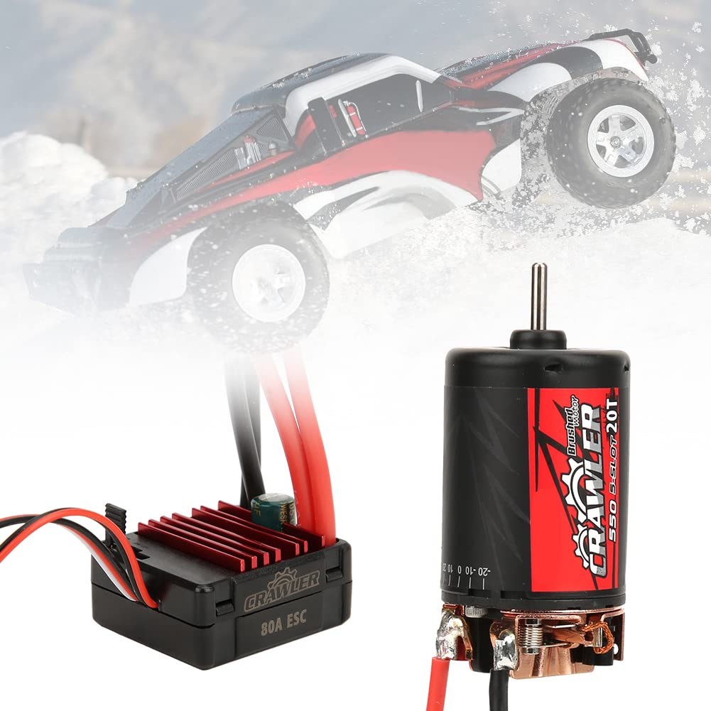 Changor Motor Cepillado 550 0,57 de Alto par para Coches Trepadores de Control Remoto Negro Rojo 1 X Motor 1 X ESC