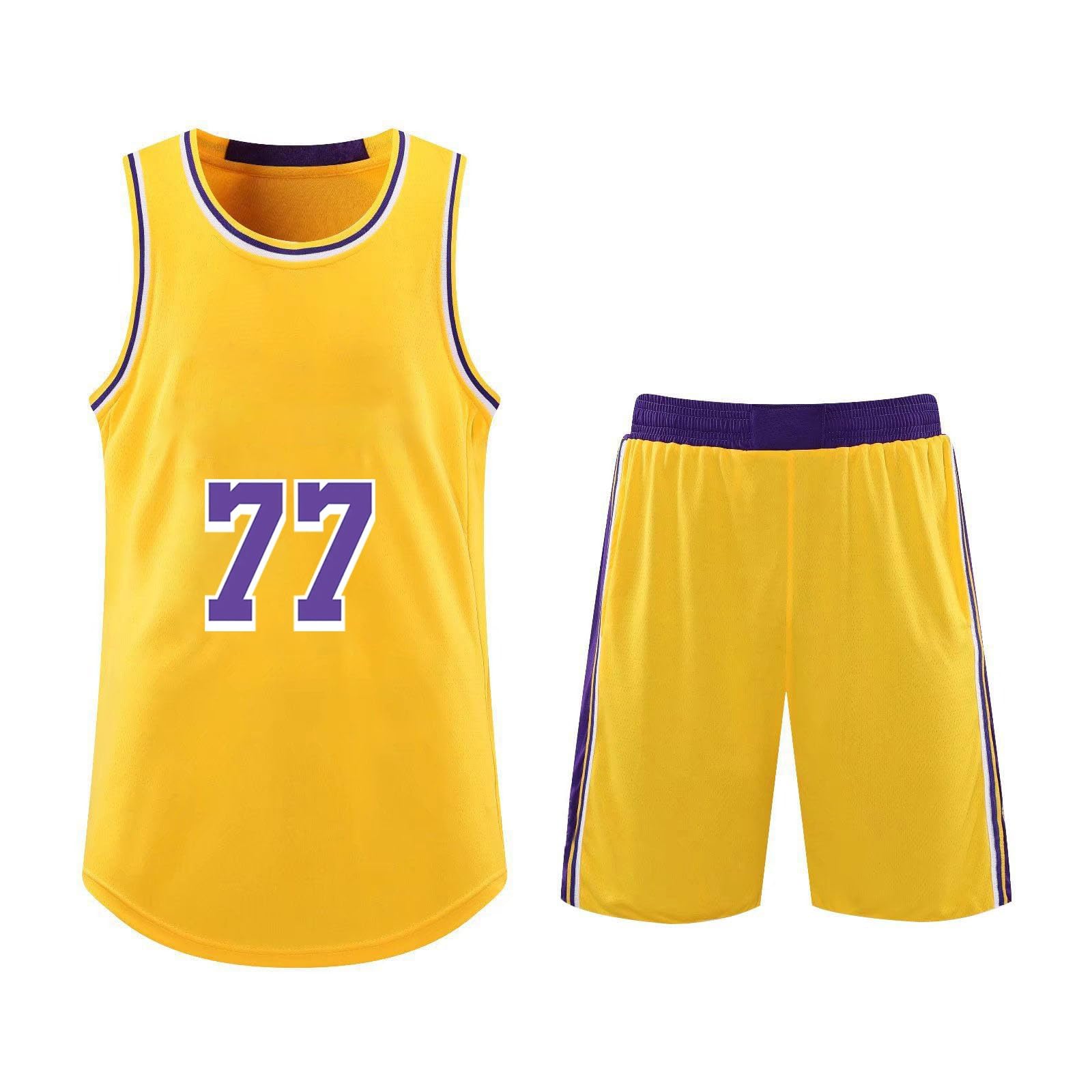 Maillot Basket Enfant-Adulte 2 Pièces 2025 Bleu Coupe Ajustée Col Rond Manche Courte Évacuation Humidité Respirable