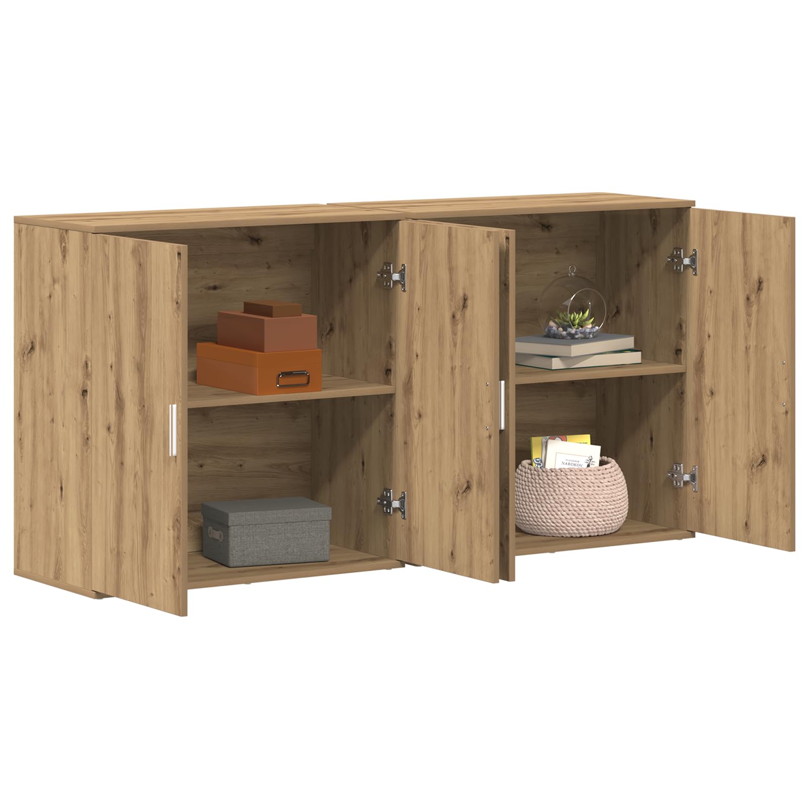 2-Piece Artisan Oak Engineered Wood Buffet Cabinets
