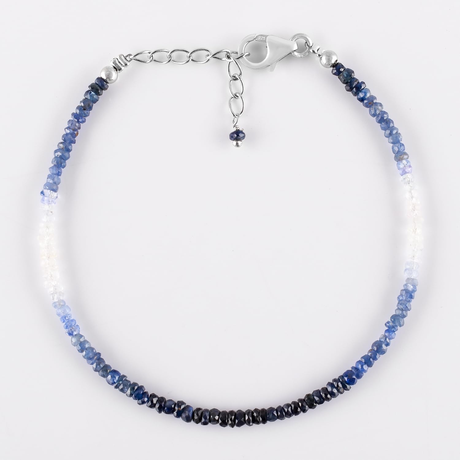 Blue Sapphire Bracelets for Women, Natural Shaded Stone Handmade Beaded Jewelry, September Birthstone, Healing Crystals Stones 925 Sterling Silver Chain 18 inch, Graduation Gifts For Her - Image 6