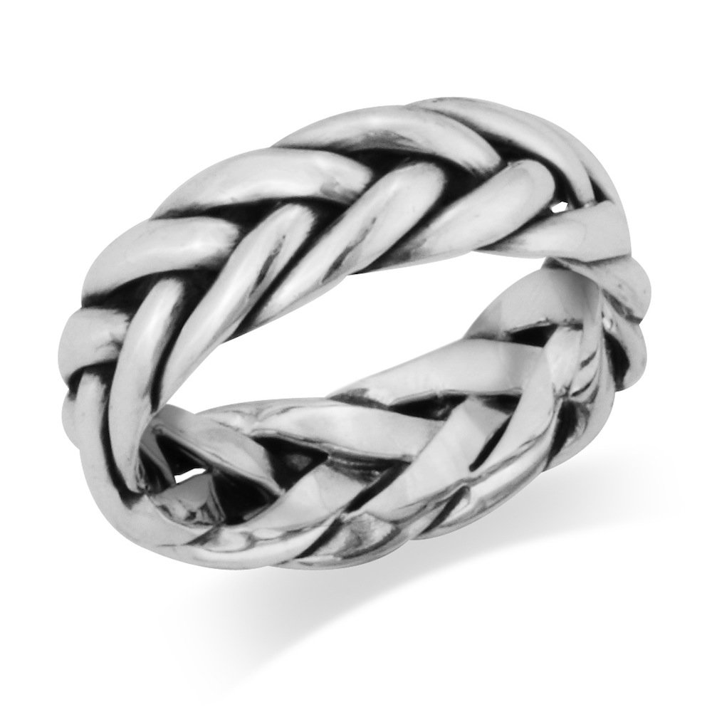 925 Sterling Silver Woven Braided Celtic Band Ring