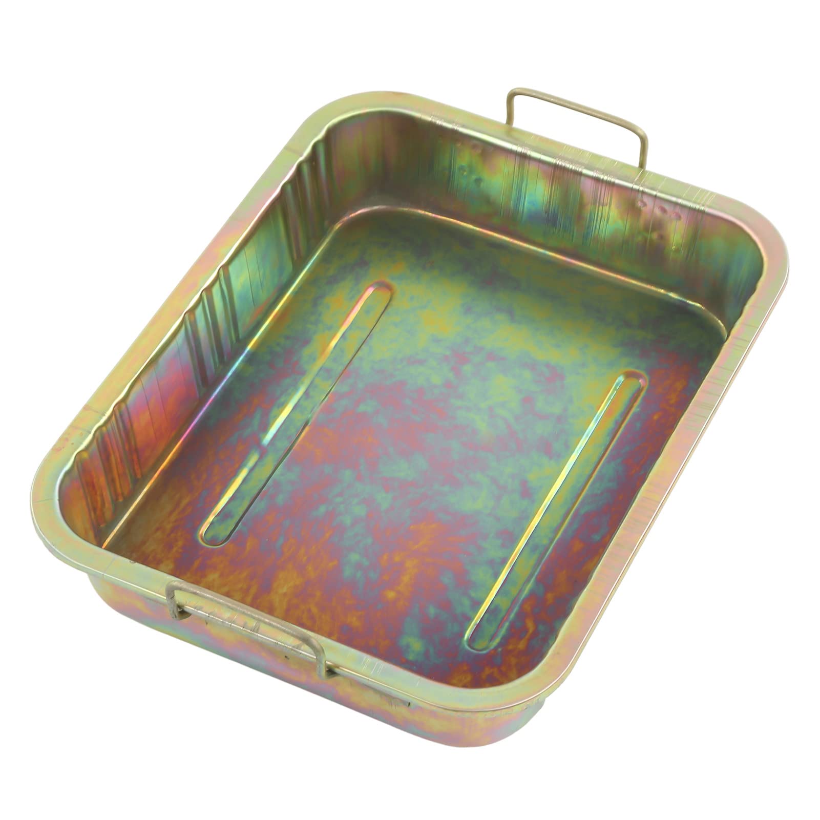 Tissting Bandeja de Goteo de Aceite Galvanizado, Contenedor de Drenaje de Metal Profesional para Taller, Protección de Suelos de Garaje, Uso en Vehículos, Motocicletas, Botes, Mate (500x380x95 mm)