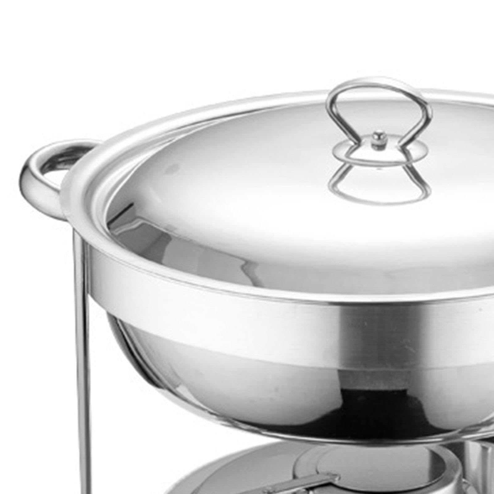 Calentador de Alimentos, Funciona con Pilas, Bandeja para Catering, Bandeja Redonda de Acero Inoxidable para Buffet, Estable, Práctica, Desmontable, a, Plata, Individual