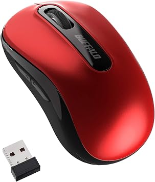 Buffalo BSMBW315RD Wireless 5-Button Mouse, Up to 584 Days, BlueLED Red