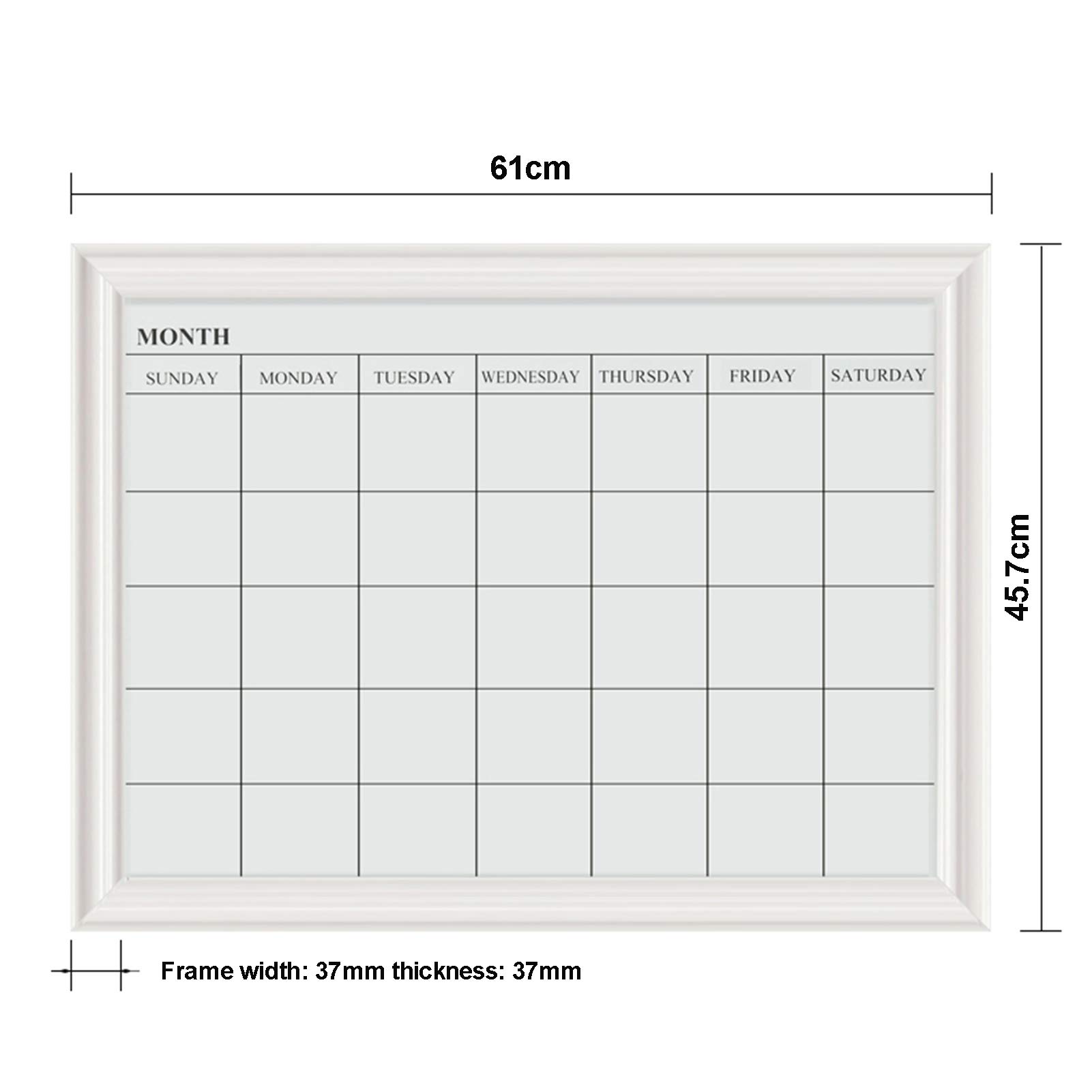 Whiteboard Tableau De Calendrier Magnétique Effaçable à Sec Tableau Blanc Mensuel Autocollant Blanc Cadre en MDF 18 "X 24" pour Enregistrement De Planification