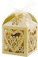 Vista 4 de COTOPHER Cajas cortadas con láser, 60 cajas de regalo de agradecimiento, cajas de regalo de boda, cajas de dulces de encaje para bodas, despedidas
