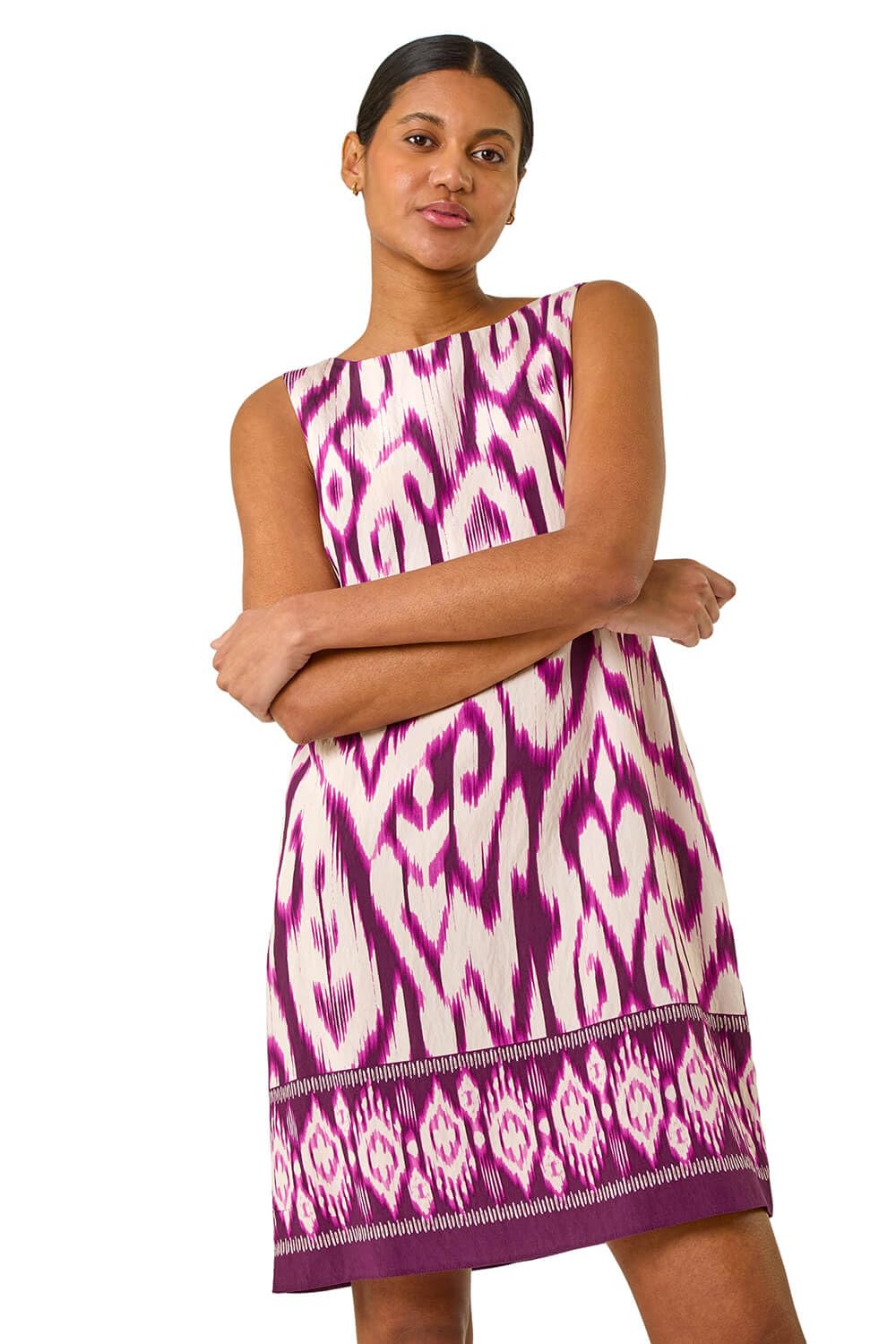 Roman Women's Aztec Border Shift Dress in Purple | Size: 20