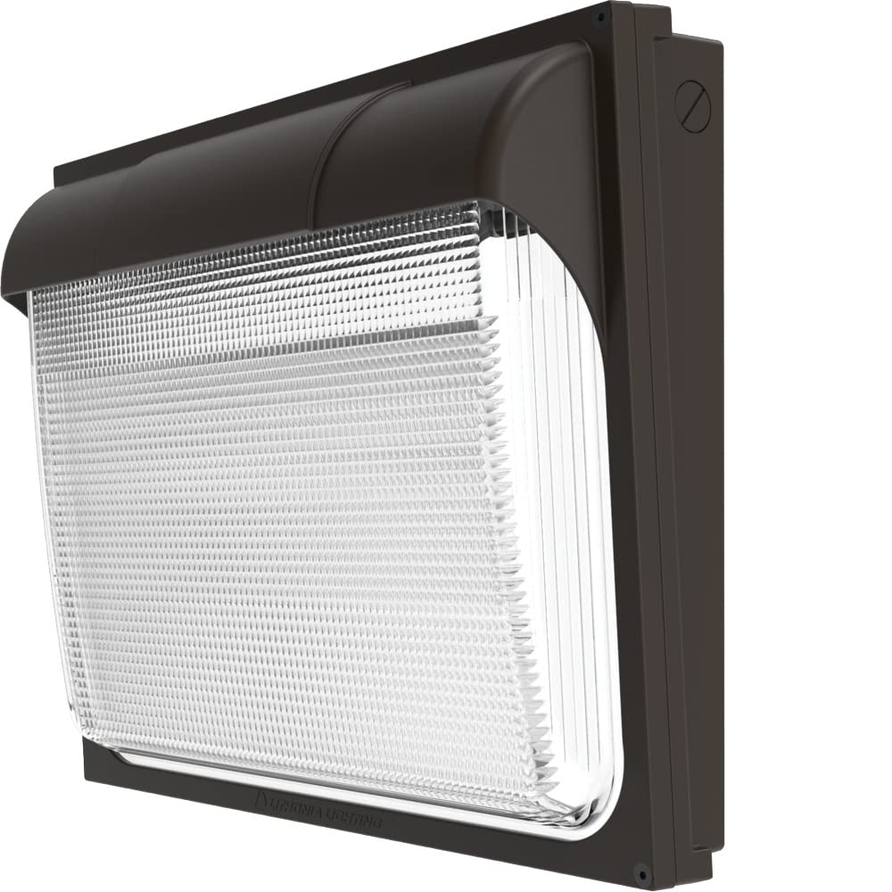 Lithonia Lighting18" LED Wall Pack Outdoor Light Fixture, Building Wall Light, Adjustable Lumens, 5000K Daylight, MVOLT 120-277V, IP65, Glass Lens, Bronze (TWX3 LED ALO 50K MVOLT DDBTXD)