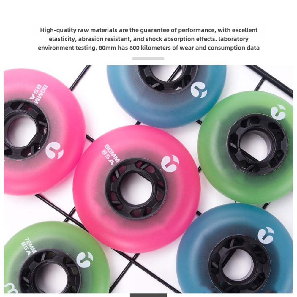 Confezione da 8 Ruote per Pattini in Linea da 64 mm 68 mm 70 mm 72 mm 76 mm E 80 mm Ruote di Ricambio per Pattini in Linea 82A-85A per Interni Ed Esterni con Cuscinetti ABEC-9 (Rosa 76 mm)