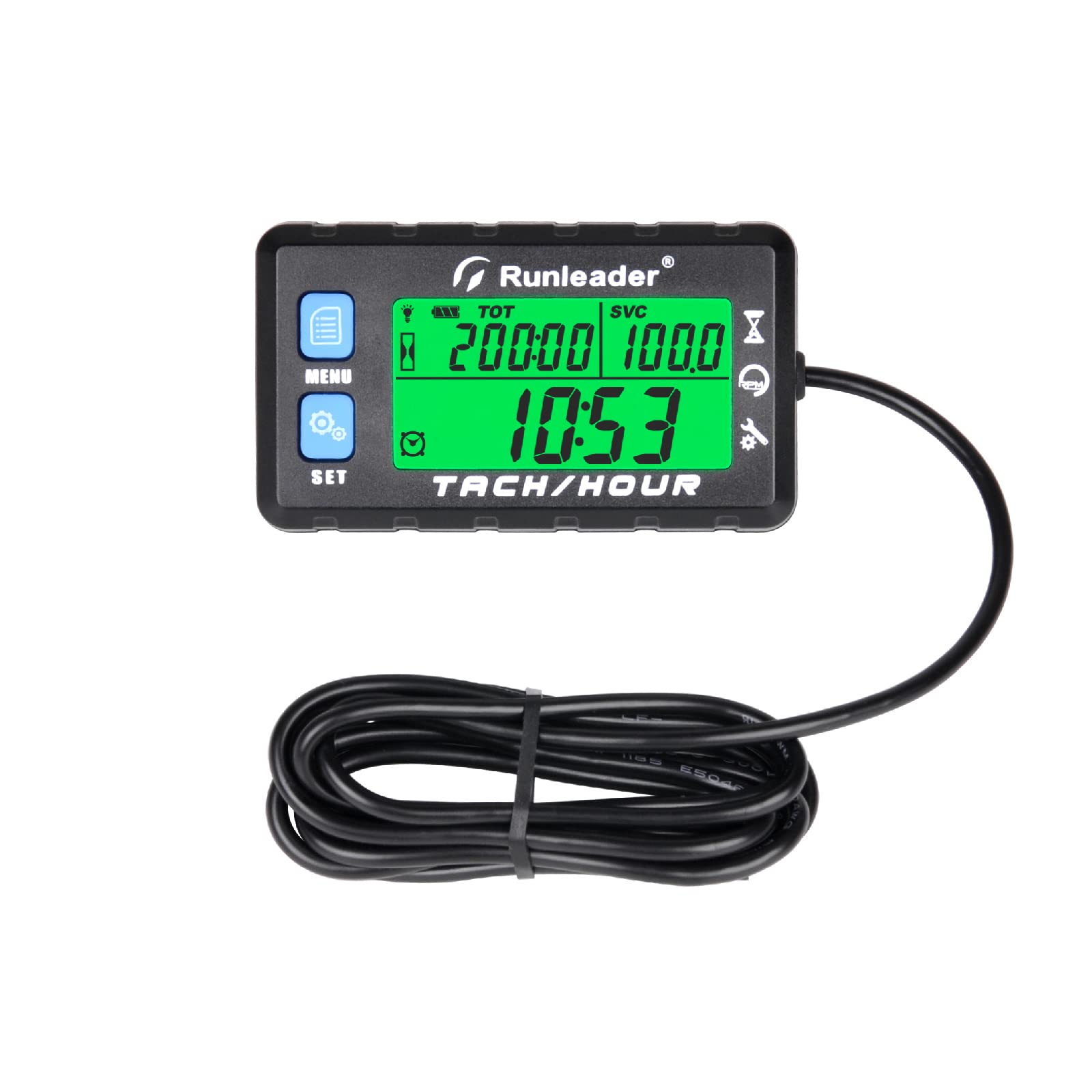 Tacómetro Digital/Medidor de Horas/Tacómetro con Retroiluminación Batería Reemplazable Alerta RPM Recordatorio de Mantenimiento Impermeable para Generador Cortacésped Motocicleta