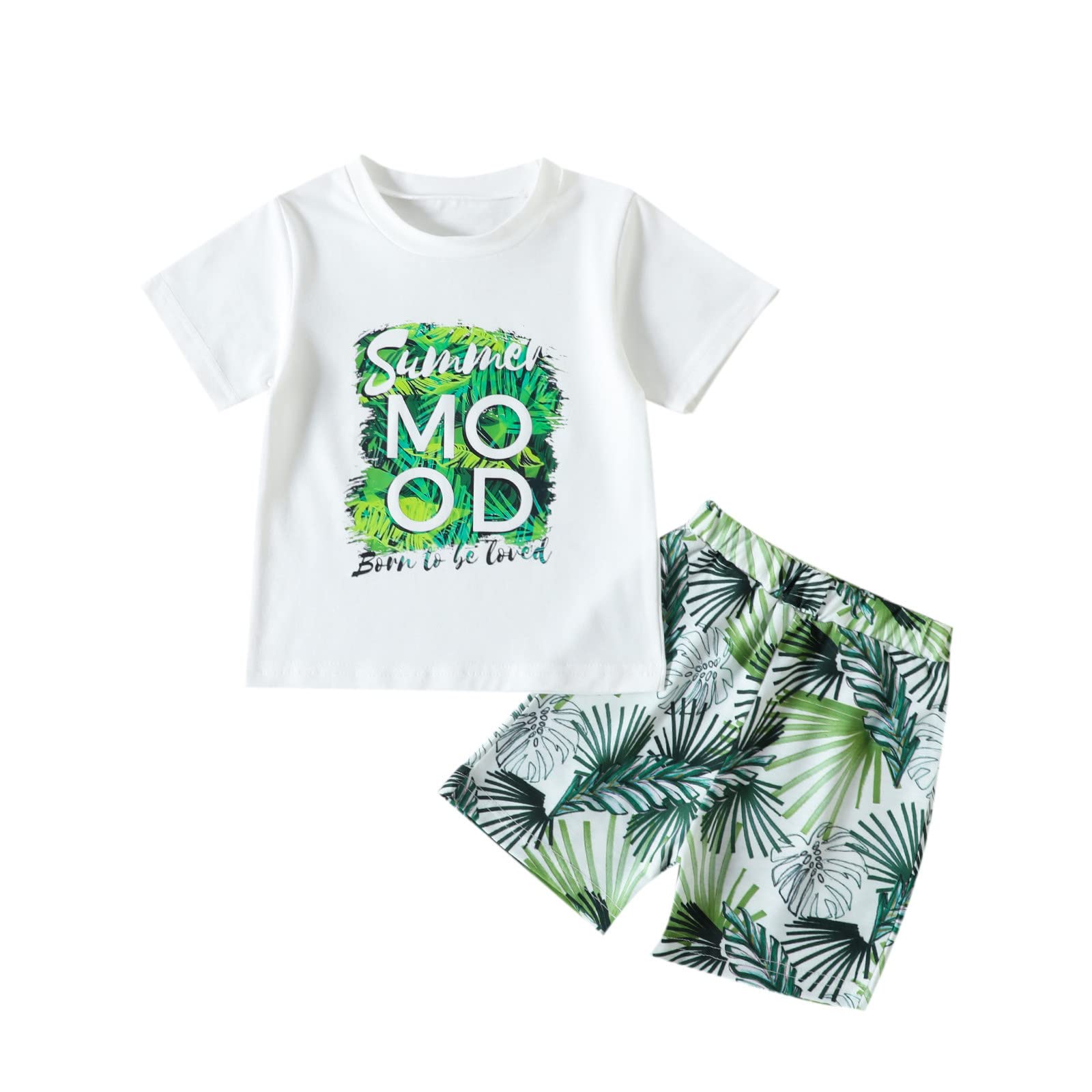 Toddler Boys Girls Short Sleeve Letter T Shirt Tops Floral Prints Shorts Outfits Baby Boy Clothes 3 Months