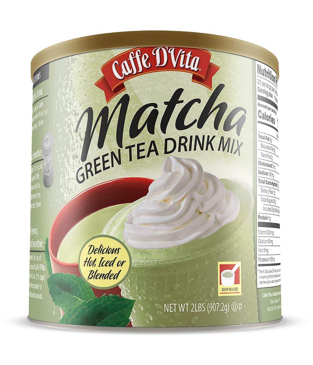 Caffe DVita Matcha Green Tea Drink Mix - Japanese Matcha Green Tea Powder Gluten Free Low Fat No