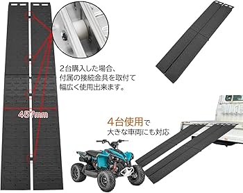 バイク用折りたたみスロープ 黒　ラダー 楽天市場】折り畳み式 汎用 ラダーレール 2台 セット 黒 バイク