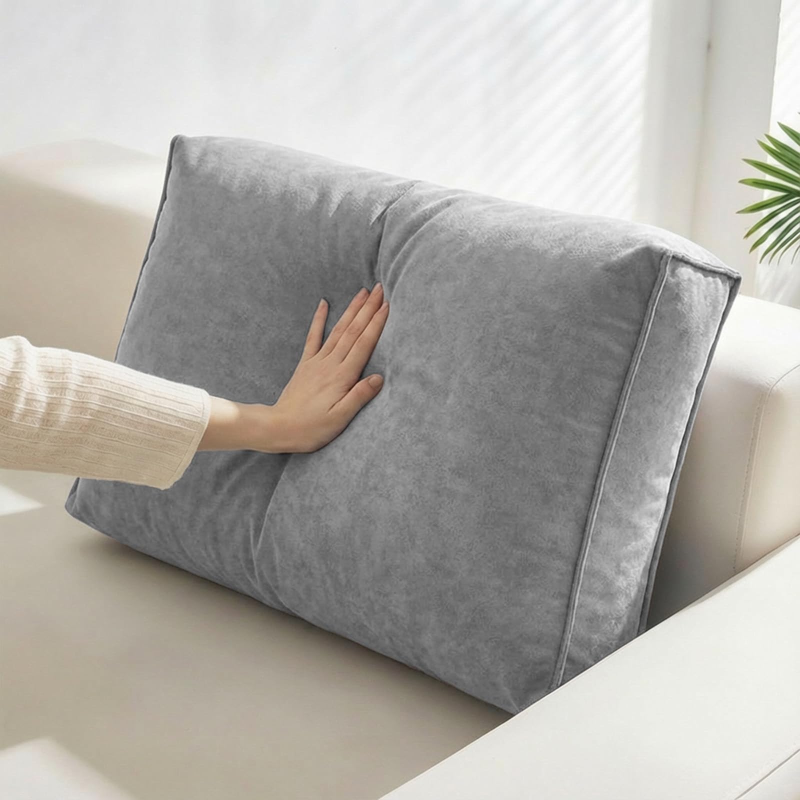 Aocase Extra Large Cushions for Sofa Reading Pillows Comfort Lumbar Pillows Bolsters Headboard Pillow with Zipper Removable Washable Cover, Noble Grey,80×45×12cm