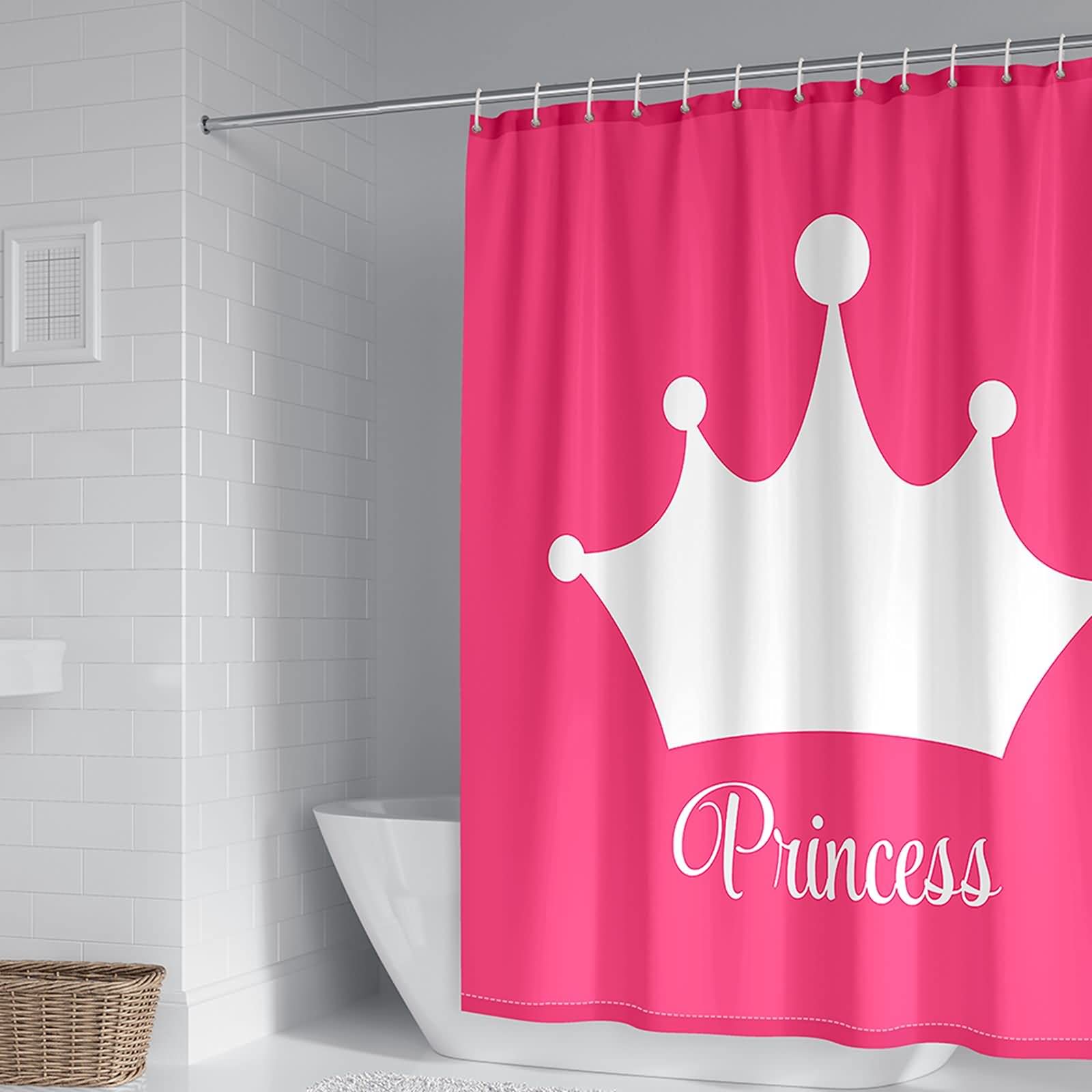 Rideau de douche KnSam polyester couronne blanche et rose
