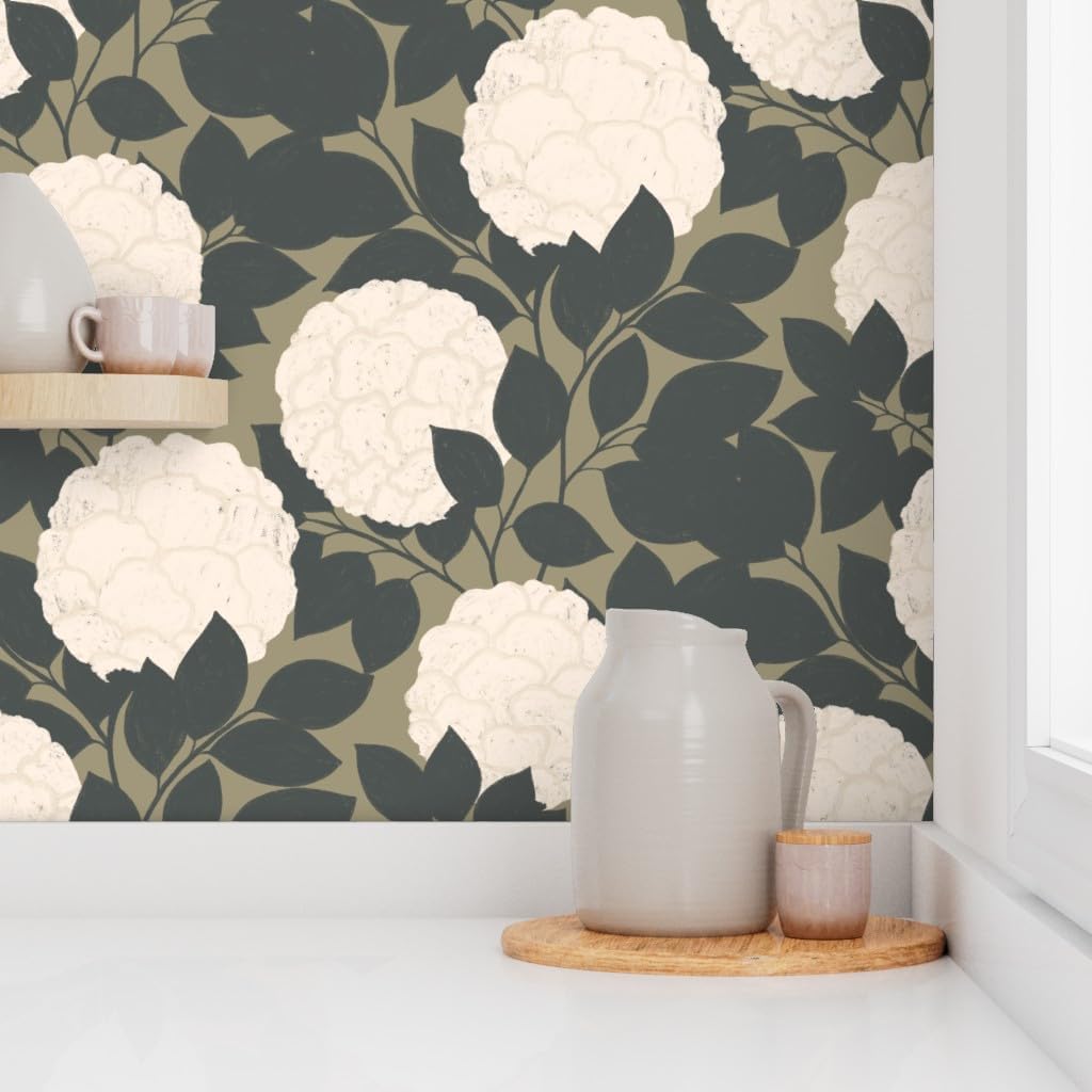 Removable Wallpaper Swatch - Vintage Flowers Floral Nature Neutral Rose Garden Botanical Peonies Custom Pre-Pasted Wallpaper by Spoonflower