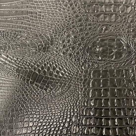 Black Amazon 3D Embossed Gator Faux Leather Vinyl Fabric - Sold by The Yard - 56"