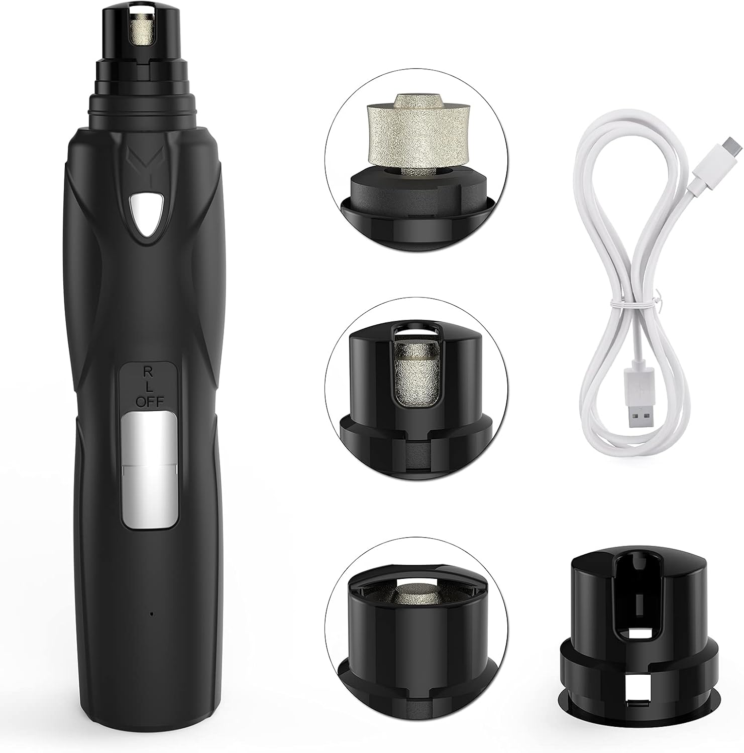 D DOMISOL Dog Nail Grinder, Dog Nail File Low Noise Dog Nail Clippers Dog Claw Care LED Lighting Dog Nail Trimmer Painless Nail Grinder for Large Dogs Small Medium Dogs Cats