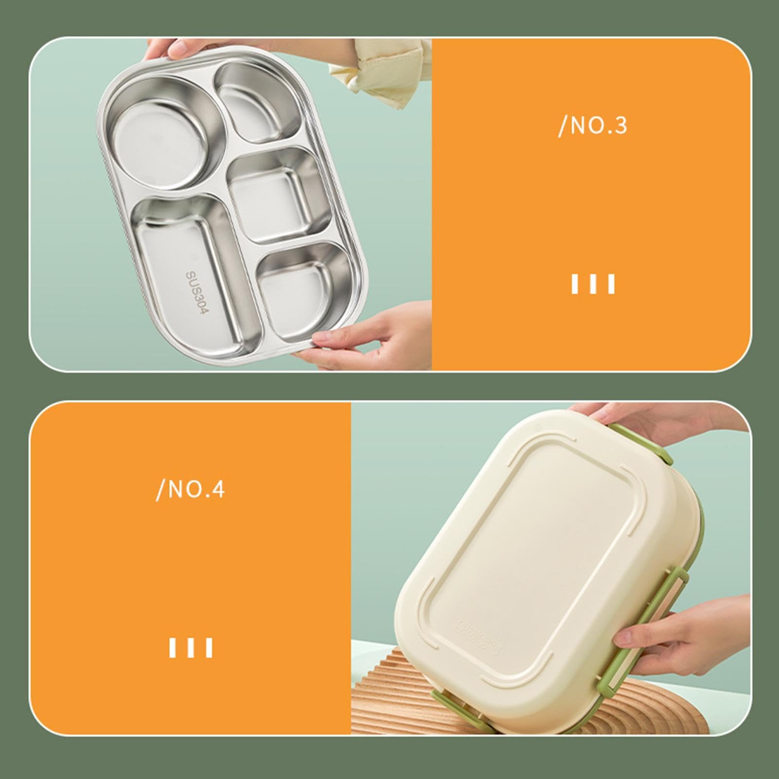 Lunchbox Dziecięcy Ze Stali Nierdzewnej Duża Pojemność Z Przegródkami