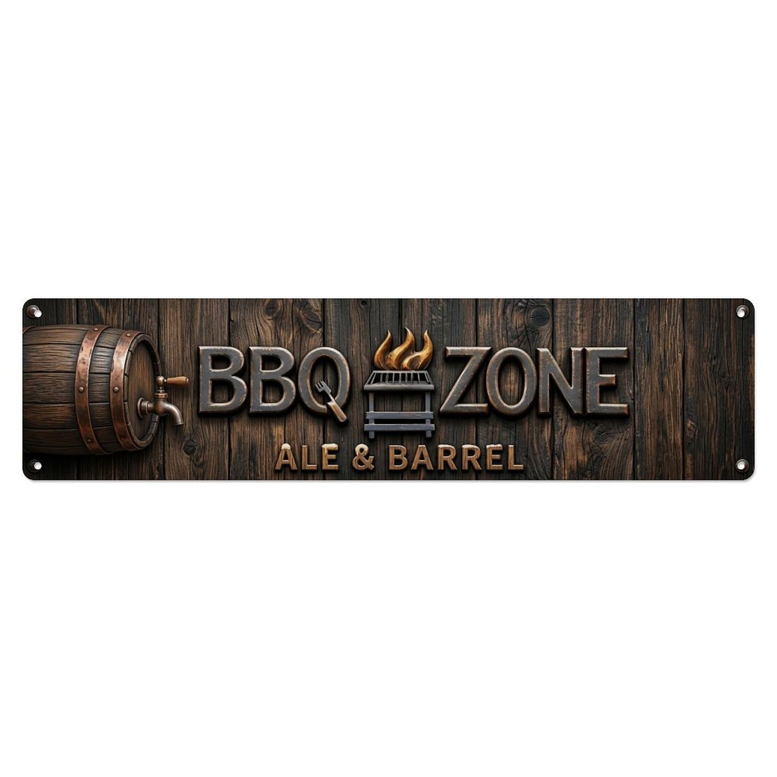 BBQ Zone Retro Tavern Metal Tin Skinny Sign Plaque Wall Decor for Cafe, Club Bar, Office, Home Garden Metal Poster 4x16Inch