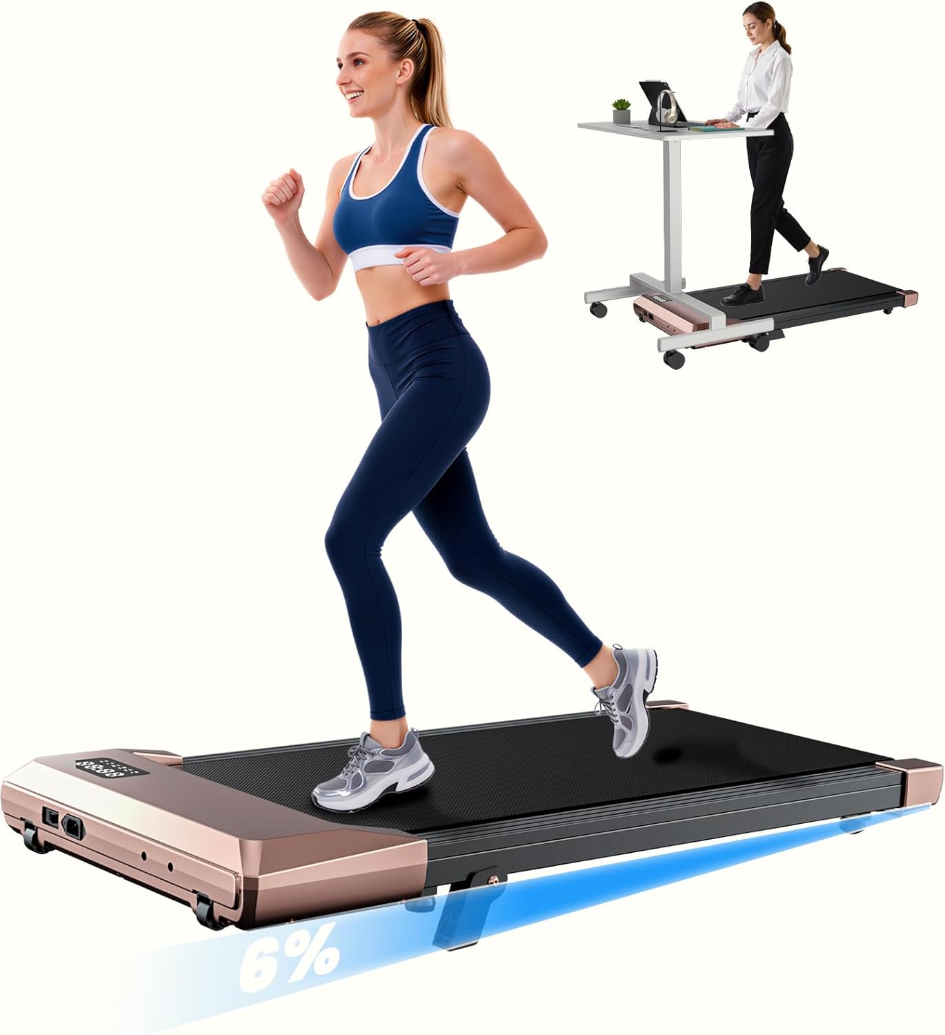 Caminadora Eléctrica con Inclinación Manual, 2.5HP, 6.12 km/h, Rosa