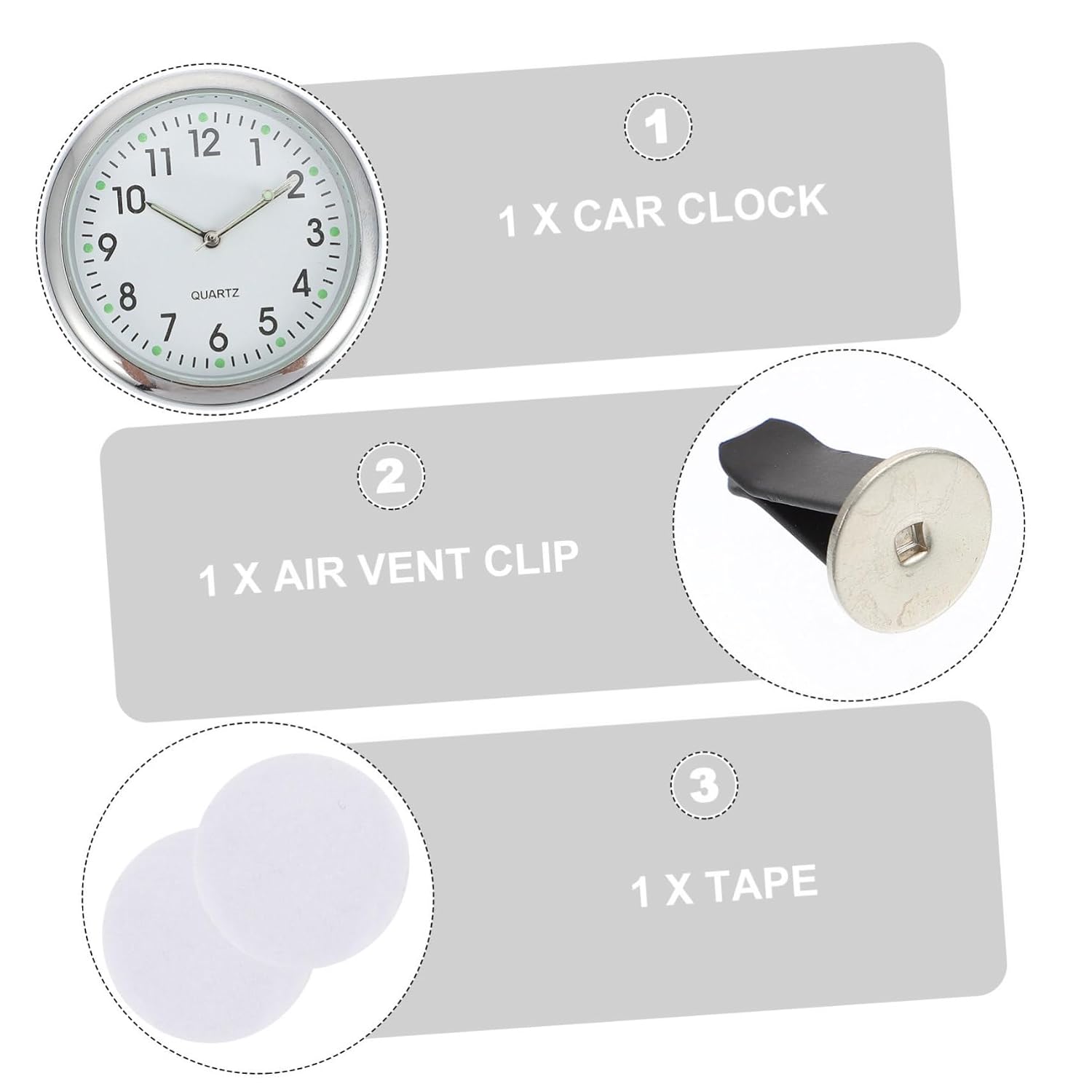 SOLUSTRE Car Digital Clock Adhesive Mini Auto Dashboard Clock Vehicle Luminous Stick Timepiece for Car Home Office Glass Design Easy Installation