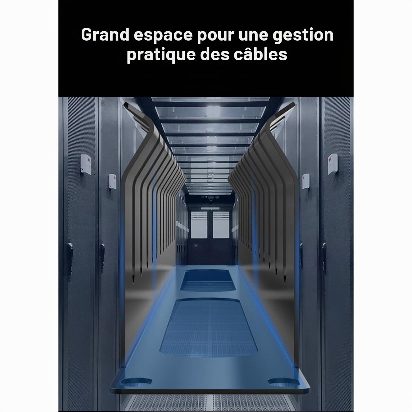 Rack de Gestion de câbles 1U avec vis de Montage, Organiseur de câbles en métal à 24 emplacements/48 Ports avec Couvercle