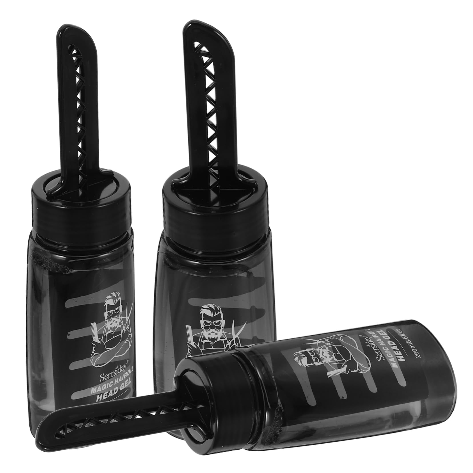 Ipetboom 3piezas Botellas Vacías De Gel Para Cabello Con Peine Aplicador Para Estilo De Cabello Diseño Duradero y Portátil Para Uso Casa o Barbería