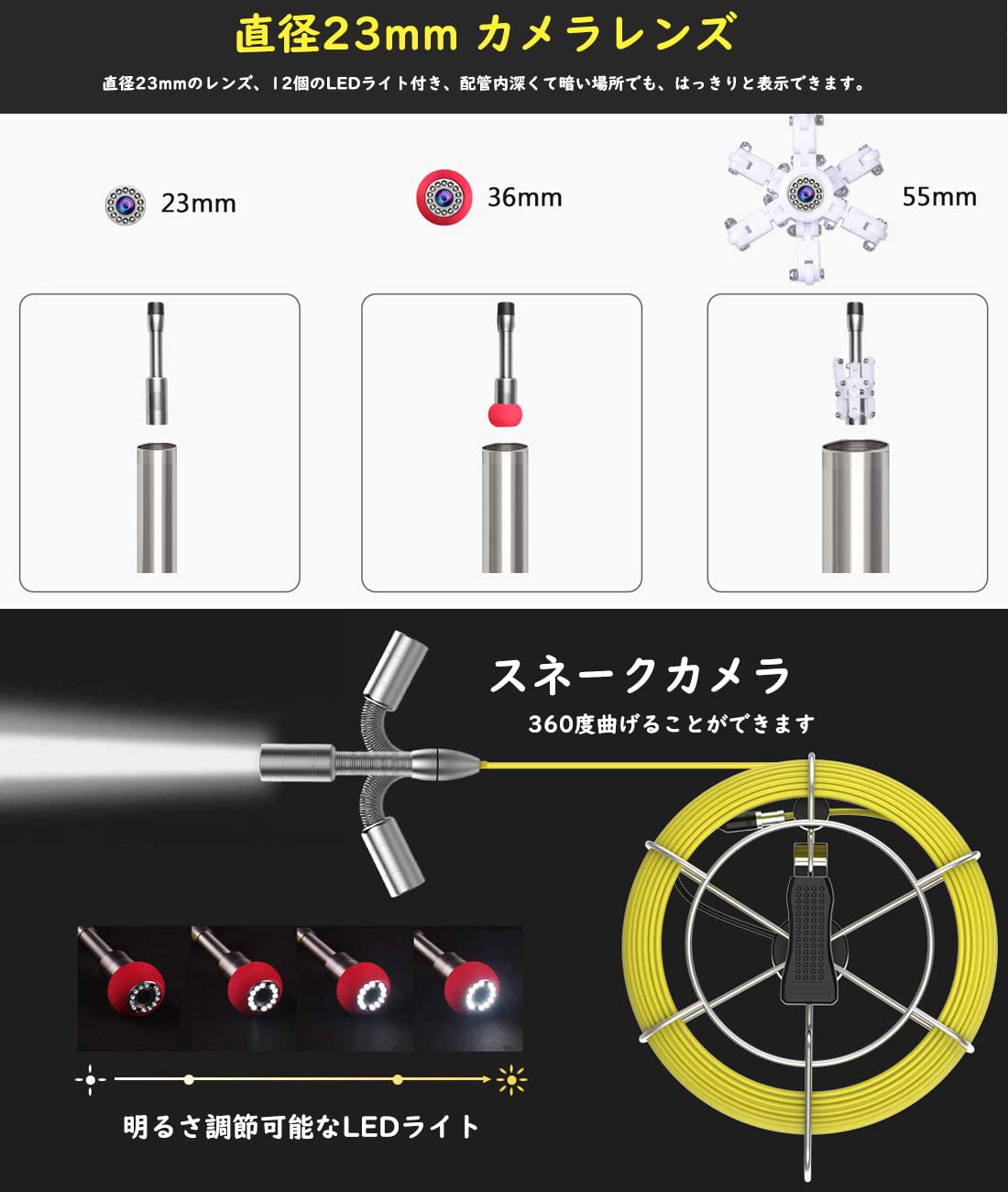 Amazon.co.jp: HBUDS 配管カメラ 工業内視鏡 7インチLCD スクリーン 