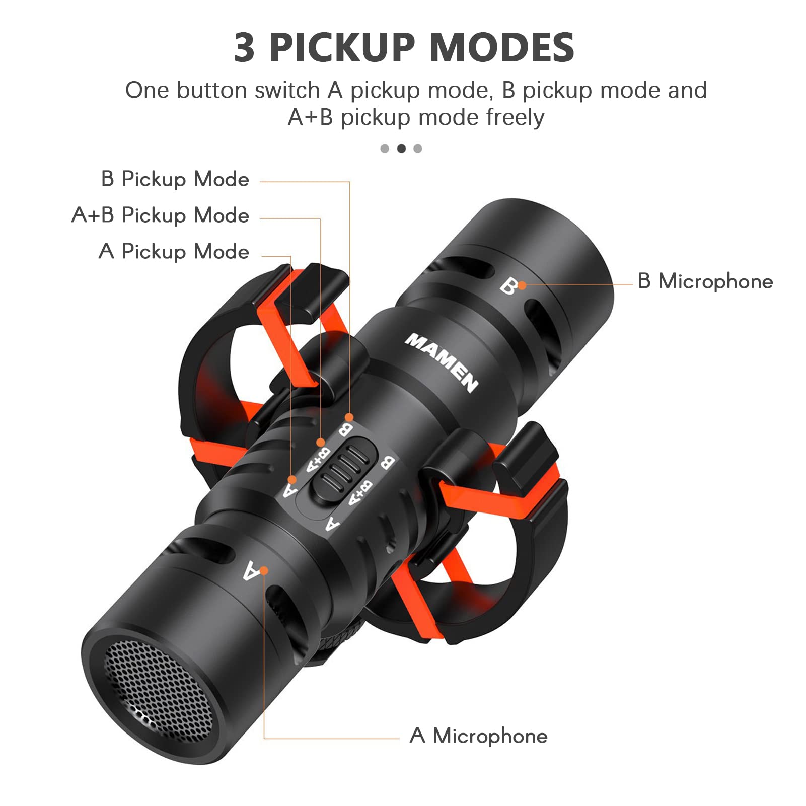 DOYING MIC-08 Pro Mini Microfone na câmera Captador bidirecional