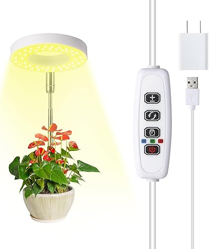 Miniatura 8 de Halo Ring - Luces de cultivo para plantas pequeñas de interior, luz roja, azul y amarilla, luz LED de espectro completo, altura ajustable con