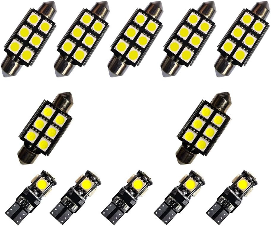 12PCS White Interior LED Lights Kit for BMW 3series E90 2005-2012 4door Sedan 323I,325I,328I,335D,335I,335IS Super Bright 6000K LED Bulbs Package + License Plate Lights and Install Tool