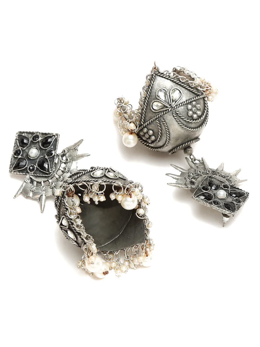 Celebrity Style Oxidised Silver Jhumki Earrings