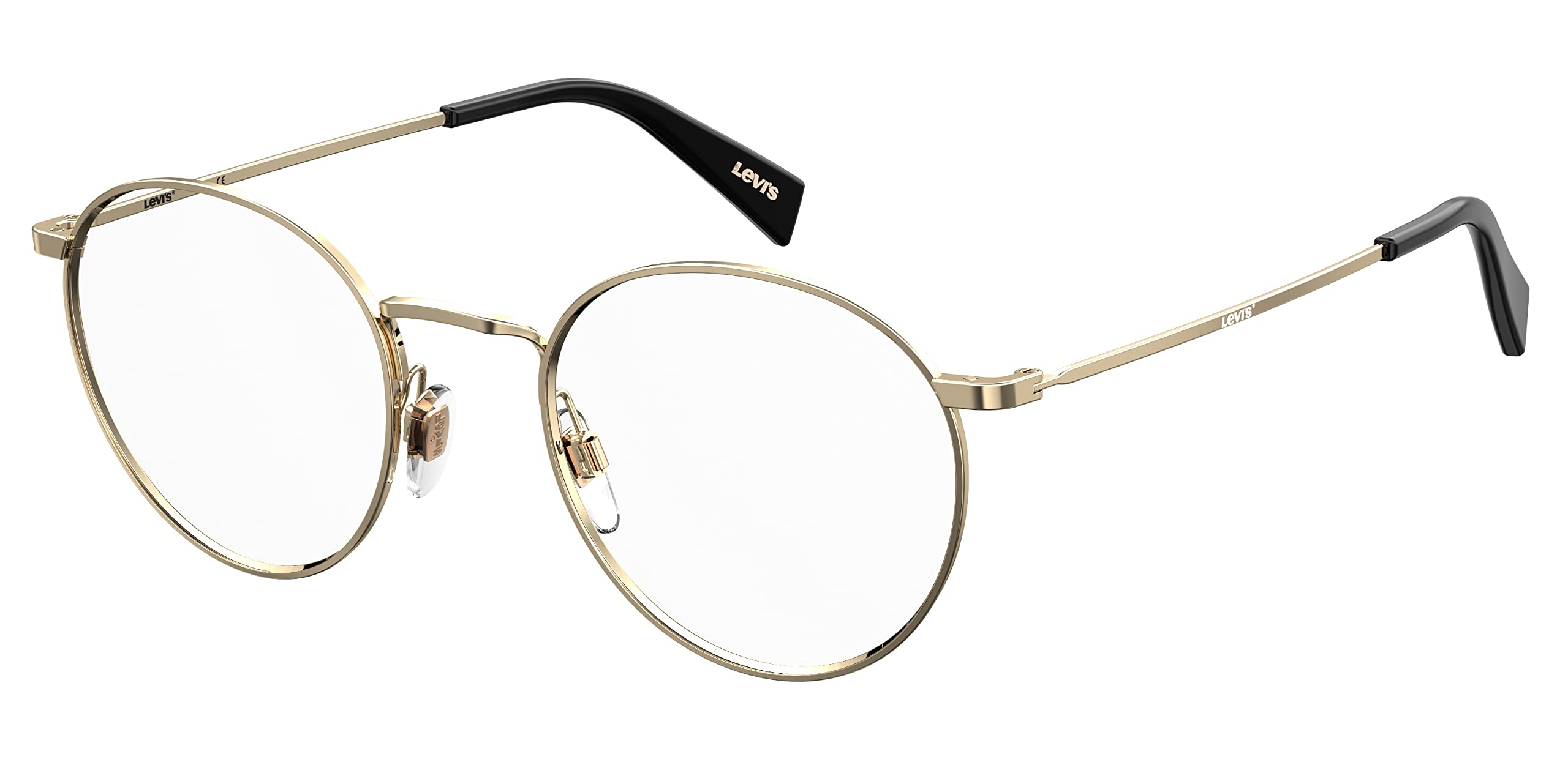 LEVI'S Brille mit Sehstärke für Herren optional mit Sonnenbrillentönung oder Blaulichtfilter, Panto, gefertigt aus Edelstahl, Modell: 103438 (inklusive Brillenetui)