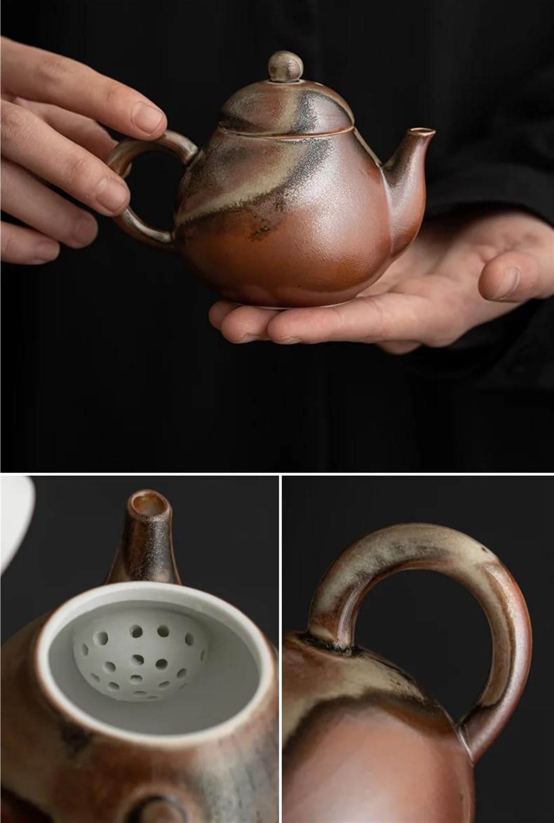 Zestaw Do Herbaty Chiński Kung Fu Zestaw Do Herbaty Retro Ceramiczny Czajnik Z Glazurą Drewnianą Do Pieca Do Herbaty, Zmiana Pieca, Trzymanie Dzbanka, Czajnik Z Otw
